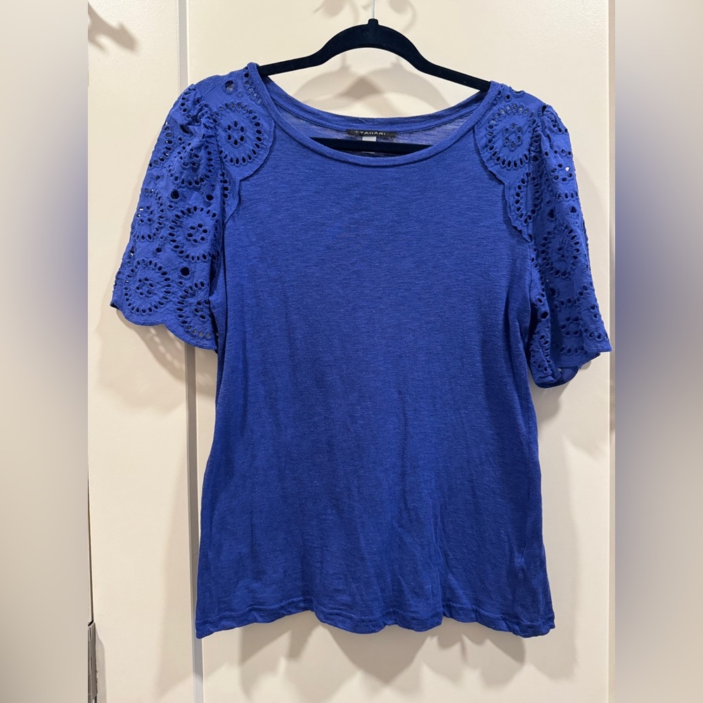 T Tahari Eyelet Sleeve Tshirt